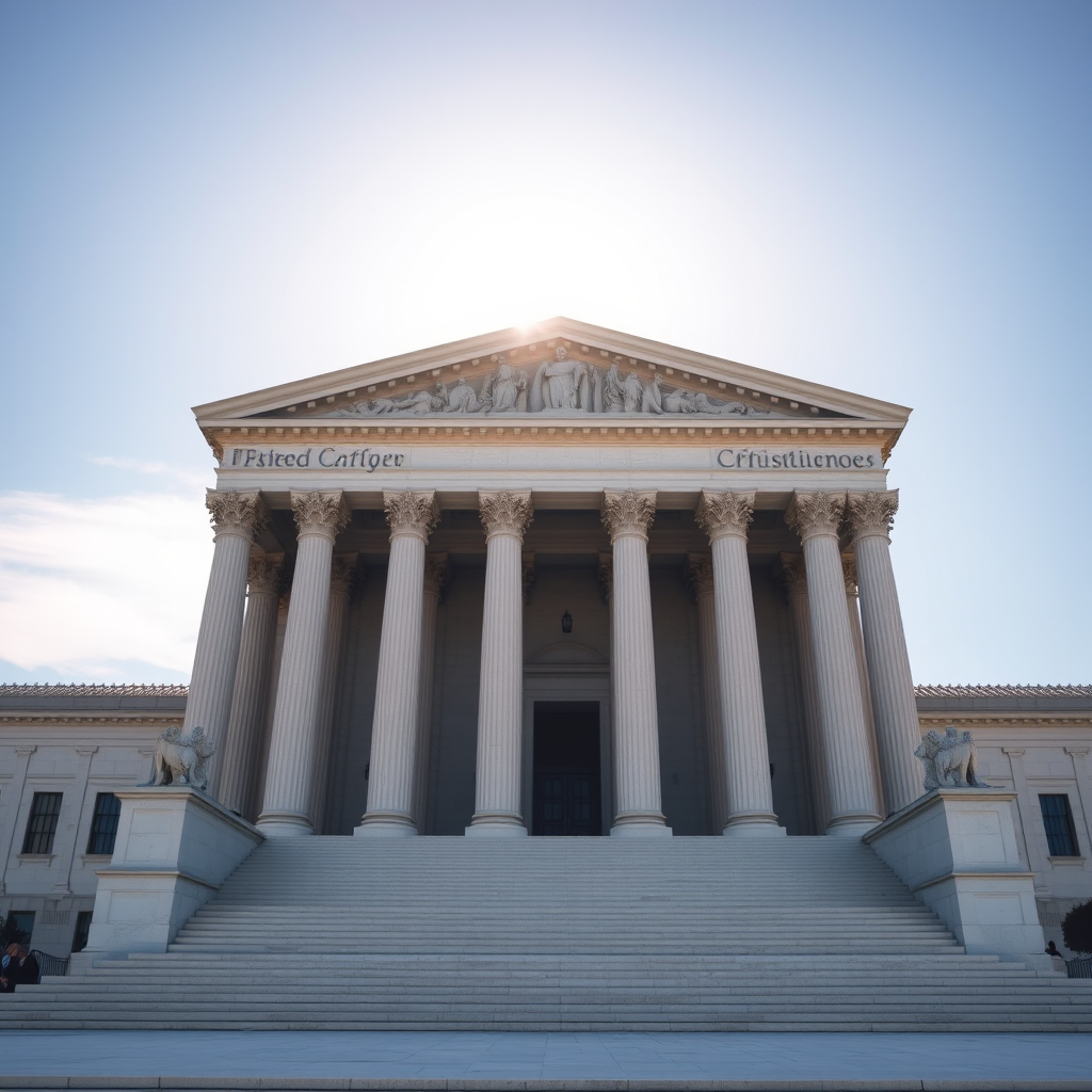 The United States Supreme Court building with its iconic columns and steps, representing the judicial authority that has issued a landmark ruling on digital privacy rights